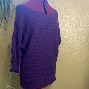 Vintage y2k American eagle purple off the shoulder 3/4 sleeve sweater